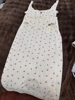 Commense Cream Dress with Red Floral Print